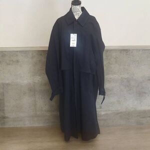 Zara Mens Dark Navy Blue Trench Coat in Size XL MSRP $169